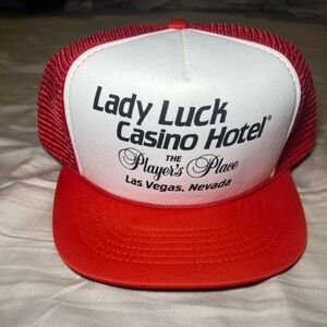 Vintage Lady Luck Casino Las Vegas Foam Mesh Rope Snapback Trucker Hat Cap